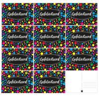 Gefeliciteerd ansichtkaart - 25x - XXL size - wenskaart - met mix kleuren emoticons - A5 formaat