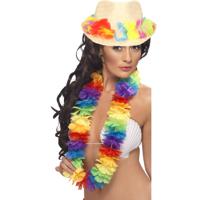 Carnaval verkleed set - Tropische Hawaii party - hoedje met bloemenslinger - volwassenen - thumbnail