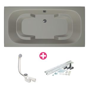Ligbad Xenz Tanga | Inbouw | 180x90 cm | Incl.Badafvoer | Met overloop | Acryl | Cement mat