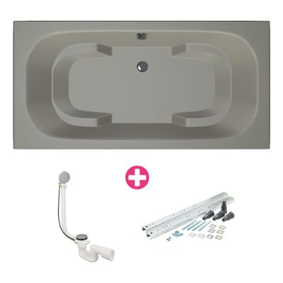 Ligbad Xenz Tanga | Inbouw | 180x90 cm | Incl.Badafvoer | Met overloop | Acryl | Cement mat