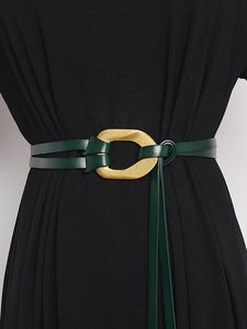 Fashionable Metal Buckle Split Leather Adjustable Double Belt