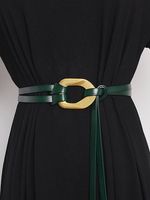 Fashionable Metal Buckle Split Leather Adjustable Double Belt