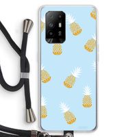 Ananasjes: Oppo A94 5G Transparant Hoesje met koord Ananasjes: Oppo A94 5G Transparant Hoesje met koord
