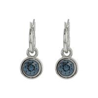 Biba Hang Oorbellen met Swarovski Steentje Denim Blue