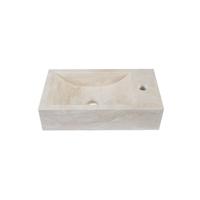 Saniclass Travertine Fontein - 40x22x10cm - rechthoek - kraangat rechts - Travertine SW1244452