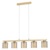 Eglo Eetkamer hanglampCastralvo houtbruin met amber glas - 901292