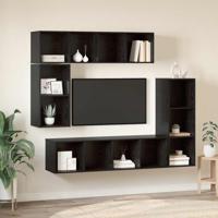 Tv-meubelset 4 pcs Zwart eiken 37 x 37 x 142.5 cm Bewerkt hout
