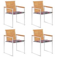 Tuinstoelen 4 st met kussens massief teakhout