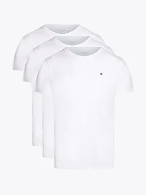 Tommy Hilfiger Heren Katoenen T-Shirt - Basic ondershirts korte mouw - Ronde hals