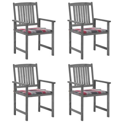 Tuinstoelen 4 st met kussens massief acaciahout grijs