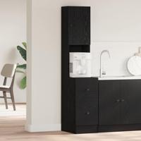 Keukenkast met lade met plank met opslag met de deur Zwart eiken Bewerkt hout