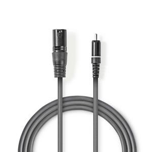 Nedis Ongebalanceerde Audiokabel | XLR 3-Pins Male | RCA Male | 3 m | Donkergrijs | 1 stuks - COTH15205GY30 COTH15205GY30