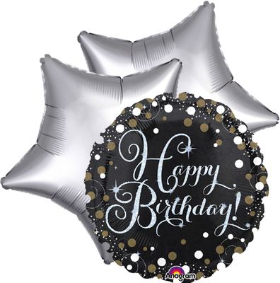 Ballonboeket happy birthday black