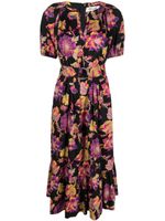 DVF Diane von Furstenberg robe ceinturée à fleurs - Noir - thumbnail