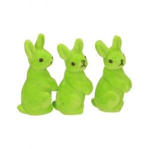 Kleine decoratie paashaasjes - groen - 5 cm - set 9x stuks - polyester