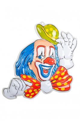 Wanddeco clown blauwe haren 50 cm