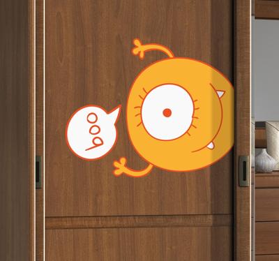 Gele monster kast sticker
