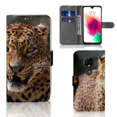 Motorola Moto G7 | G7 Plus | Telefoonhoesje | Met pasjeshouder | Luipaard