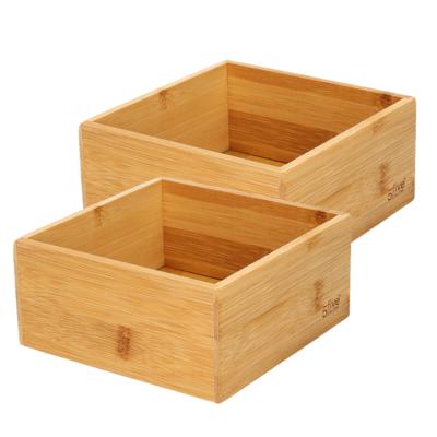 Bestekbak/keuken organizer - Set van 2x stuks - 1 vaks - Tidy Smart serie - bamboe - 15 x 15 x 7 cm