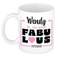 Naam mok Wendy - wit - Fabulous - keramiek - 300 ml - cadeau collega beker Naam mok Wendy - wit - Fabulous - keramiek - 300 ml - cadeau collega beker
