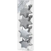 Christmas goods Kersthangers - 8x - sterren - zilver - 6 cm - kerstversiering