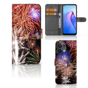 OPPO Reno8 Wallet Case met Pasjes Vuurwerk