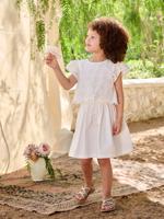 Bi-materiaal jurk voor meisjes wit