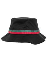 Flexfit FX5003S Stripe Bucket Hat - Black/Fire Red/Green - One Size - thumbnail