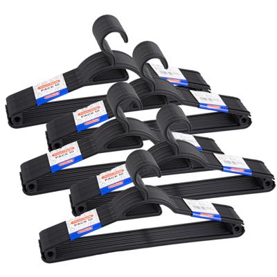 Kledinghangers Storage - 50x stuks - kunststof - zwart - 40 cm - vaste haak