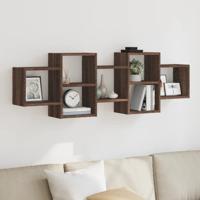 Wandschap 129x18x42 cm bewerkt hout bruin eikenkleurig