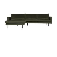 WOOOD Rodeo bank chaise longue links velvet Donkergroen