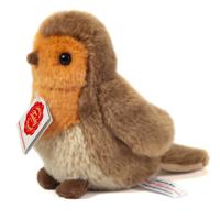 Knuffeldier Roodborstje vogel - zachte pluche stof - premium kwaliteit knuffels - bruin/rood - 15 cm   -