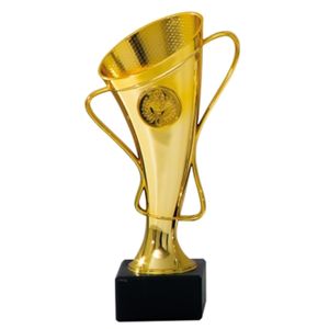 Luxe trofee/prijs beker met oren - goud - kunststof - 20 x 10 cm - sportprijs   -