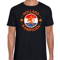 Zwart t-shirt Holland / Nederland supporter Holland kampioen met leeuw EK/ WK voor heren