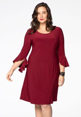 Yoek Jurk volantmouwen | Rood | Maat 50/52