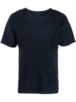 Homme Plissé Issey Miyake t-shirt à design nervuré - Bleu