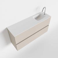 Toiletmeubel Mondiaz Ada | 100 cm | Meubelkleur Linen | Lex wastafel Talc Rechts | 1 kraangat