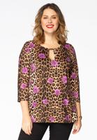 Yoek Shirt relax LEO ROSE | Bruin | Maat 42/44