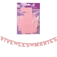 Letterslinger Vive les Mariès roze 160 cm | 24 stuks