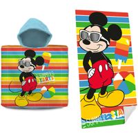 Disney Mickey Mouse Set bad cape/poncho en strand/badlaken - voor kinderen - Badcapes - thumbnail