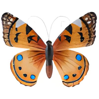 Pro Garden Wanddecoratie vlinder - oranje - 34 x 28 cm - metaal - muurdecoratie / schutting / tuin