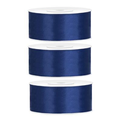 Partydeco Cadeaulint - 3x - blauw - 2,5 cm x 25 meter - satijn - sierlint - inpakken - decoratie