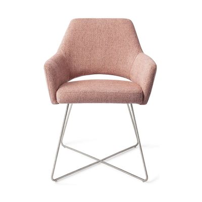 Jesper Home Yanai eetkamerstoel Pink Punch cross steel
