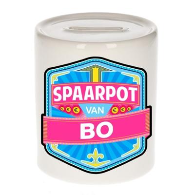 Kinder spaarpot met naam - Bo - keramiek - met dop - wit - Sparen - Spaargeld van Bo