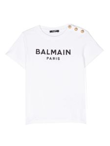 Balmain Kids t-shirt à logo brodé - Blanc