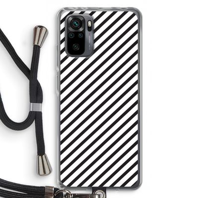 Strepen zwart-wit: Xiaomi Redmi Note 10 Pro Transparant Hoesje met koord