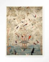 Urban Cotton Wandkleed 'Oriental Day' 80 x 110cm in Floating Frame - off white