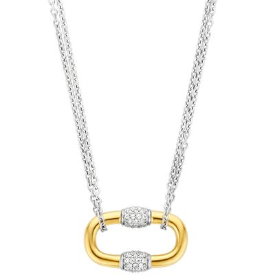 TI SENTO-Milano 34029ZY Ketting zilver-zirconia goud-en zilverkleurig-wit 38-48 cm
