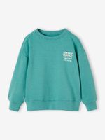 Jongenssweater met motief op de borst groen - thumbnail