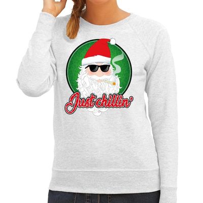 Foute Kersttrui just chillin grijs voor dames Foute Kersttrui just chillin grijs voor dames